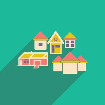 Flat with shadow icon and mobile applacation houses Stock Illustration