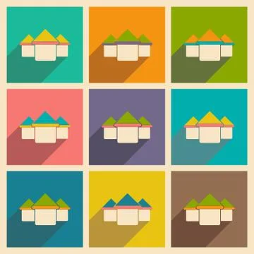 Flat with shadow icon and mobile applacation house Stock Illustration