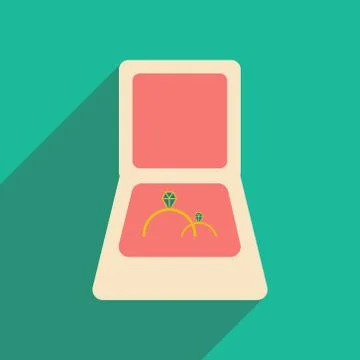 Flat with shadow icon and mobile applacation rings in box Illustration