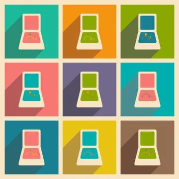 Flat with shadow icon and mobile applacation rings in box Stock Illustration