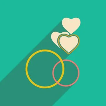 Flat with shadow icon and mobile applacation rings heart Stock Illustration