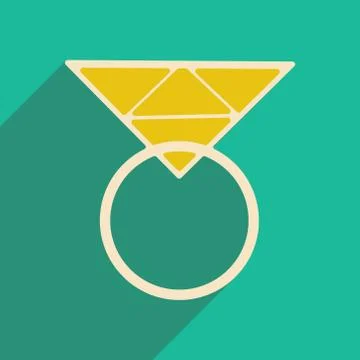 Flat with shadow icon and mobile applacation ring diamond Stock Illustration
