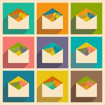 Flat with shadow icon and mobile applacation invite card Stock Illustration