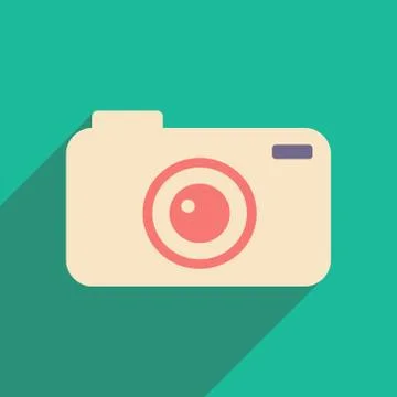Flat with shadow icon and mobile applacation camera Stock Illustration