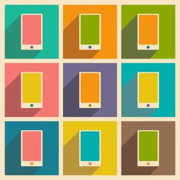 Flat with shadow icon and mobile applacation phones Stock Illustration