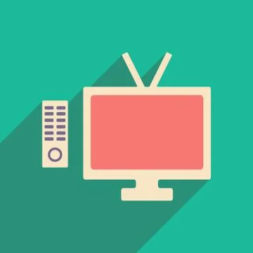 Flat with shadow icon and mobile applacation tv Stock Illustration