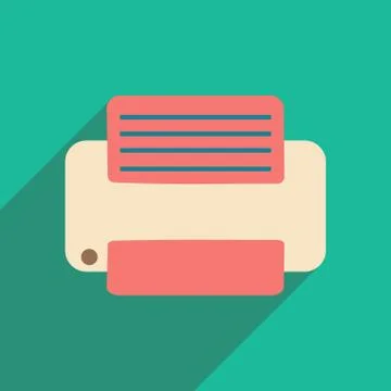 Flat with shadow icon and mobile applacation printer 스톡 일러스트