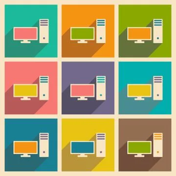 Flat with shadow icon and mobile applacation pc Stock Illustration