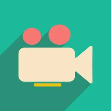 Flat with shadow icon and mobile applacation video camera Stock Illustration