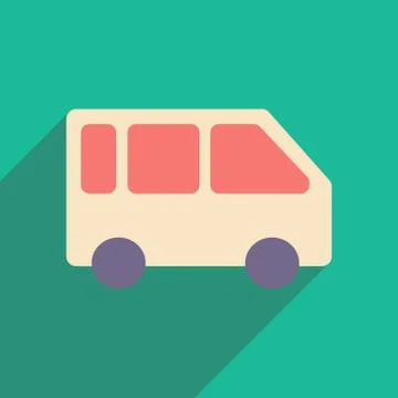 Flat with shadow icon and mobile applacation bus Stock Illustration