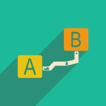 Flat with shadow icon and mobile applacation distance Stock Illustration