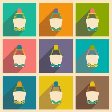 Flat with shadow icon and mobile applacation buoy Stock Illustration