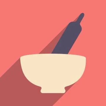 Flat with shadow icon and mobile application mortar Stock Illustration