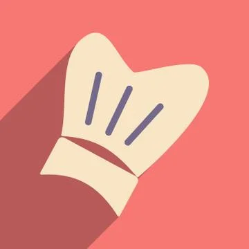 Flat with shadow icon and mobile application chef hat Stock Illustration