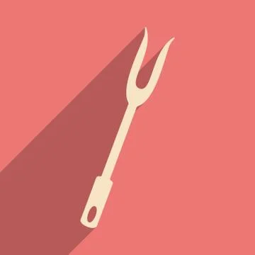 Flat with shadow icon and mobile application fork Stock Illustration