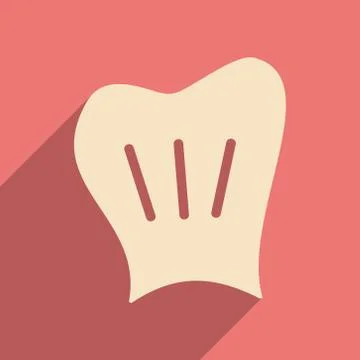 Flat with shadow icon and mobile application chef hat Stock Illustration