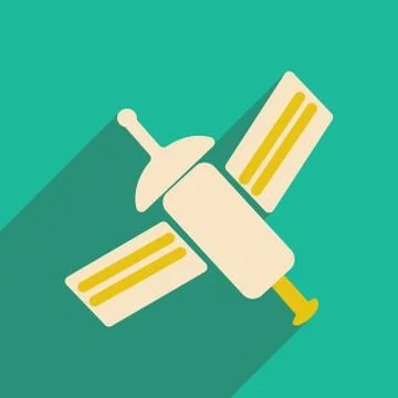 Flat with shadow icon and mobile applacation satellite Stock Illustration