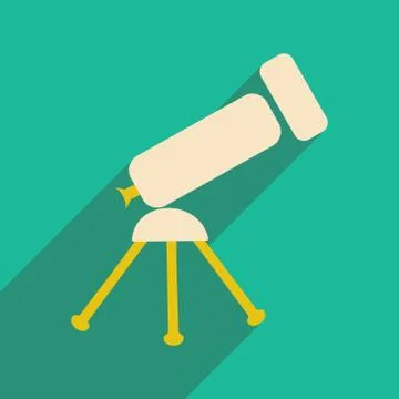 Flat with shadow icon and mobile applacation telescope Stock Illustration