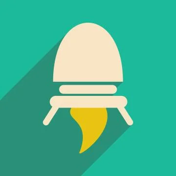 Flat with shadow icon and mobile applacation rocket Stock Illustration