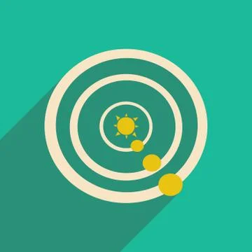 Flat with shadow icon and mobile applacation solar system Illustration