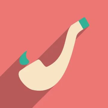 Flat with shadow icon and mobile application tobacco pipe Stock Illustration