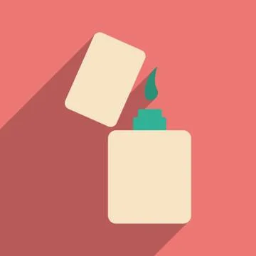 Flat with shadow icon and mobile application lighter Stock Illustration
