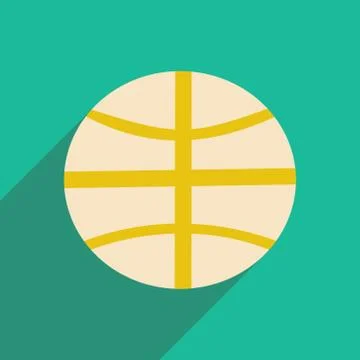 Flat with shadow icon and mobile applacation basketball Stock Illustration