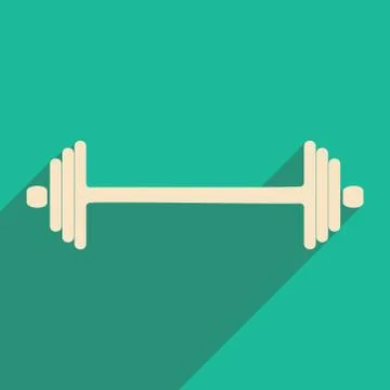 Flat with shadow icon and mobile applacation barbell Stock Illustration