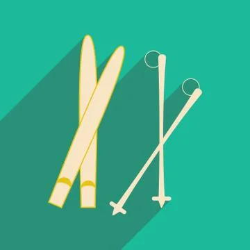 Flat with shadow icon and mobile applacation skis Stock Illustration