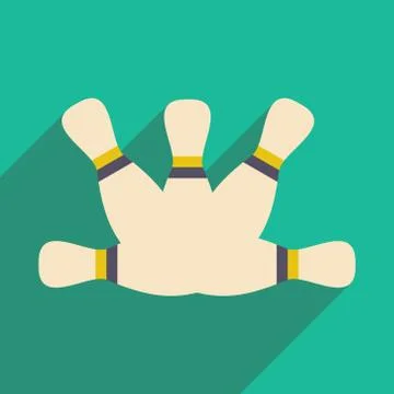 Flat with shadow icon and mobile applacation bowling Stock Illustration