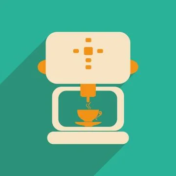 Flat with shadow icon and mobile applacation coffee maker Stock Illustration