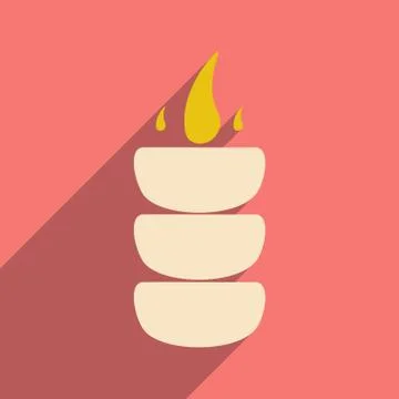 Flat with shadow icon and mobile application coals hookah Stock Illustration