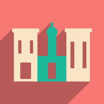 Flat with shadow icon and mobile application palace Egypt Stock Illustration