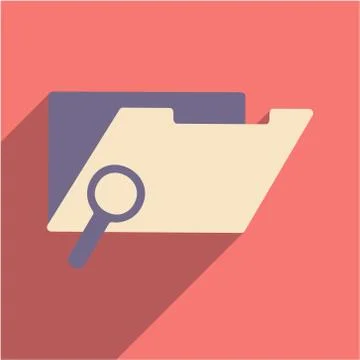 Flat with shadow icon and mobile application file folder search Stock Illustration