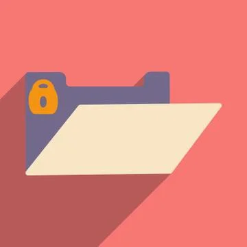 Flat with shadow icon and mobile application file folder block Stock Illustration