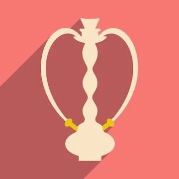 Flat with shadow icon and mobile application hookah shisha Stock Illustration