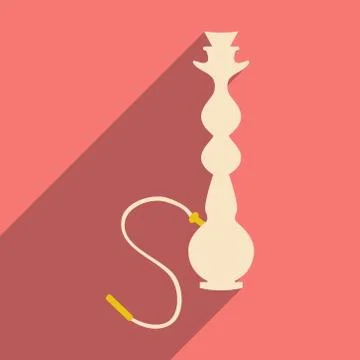 Flat with shadow icon and mobile application hookah shisha Stock Illustration