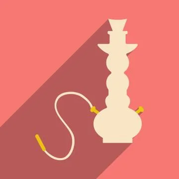 Flat with shadow icon and mobile application hookah shisha Stock Illustration
