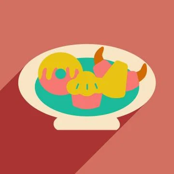 Flat with shadow icon and mobile application baking cookies Stock Illustration