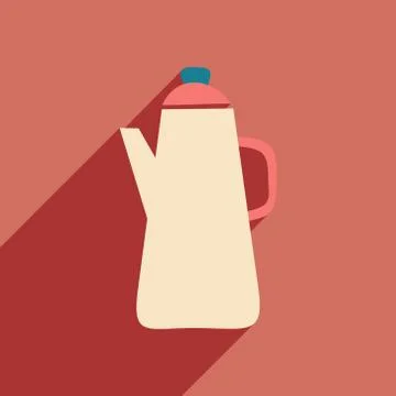 Flat with shadow icon and mobile application coffee maker Stock Illustration