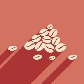 Flat with shadow icon and mobile application coffee beans Stock Illustration