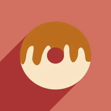 Flat with shadow icon and mobile application donut Stock Illustration