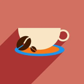 Flat with shadow icon and mobile application demitasse Stock Illustration