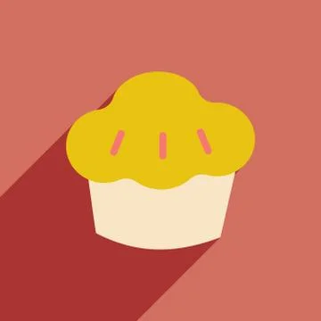 Flat with shadow icon and mobile application cake Stock Illustration