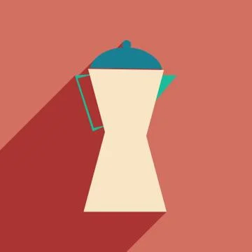 Flat with shadow icon and mobile application coffee maker Stock Illustration