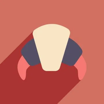 Flat with shadow icon and mobile application croissant Stock Illustration