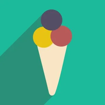 Flat with shadow icon and mobile applacation ice cream Stock Illustration