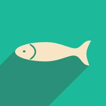 Flat with shadow icon and mobile applacation fish Stock Illustration