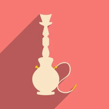 Flat with shadow icon and mobile application hookah shisha Stock Illustration
