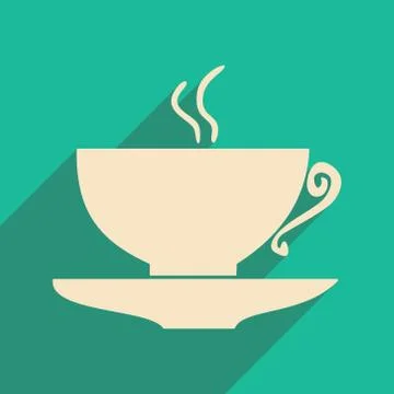 Flat with shadow icon and mobile applacation coffee Stock Illustration